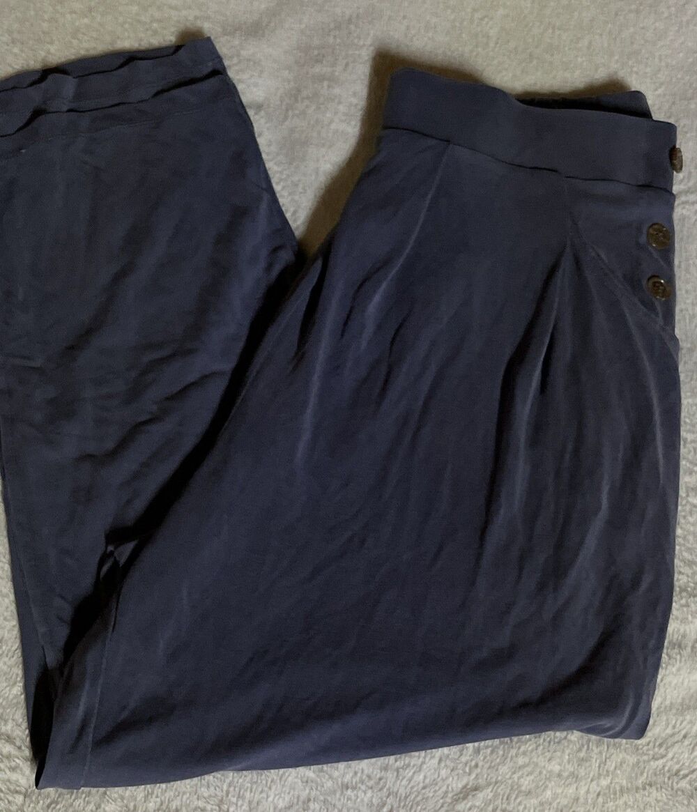 Gigio USA Womens Size Large Pull On Pants Blue/Purple Elastic Waist Pockets